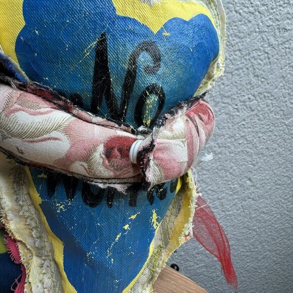 Stinkbug Designs Handmade Media Art Doll with heart pocket for worries - Picture 9 of 10